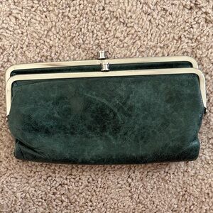 HOBO Dark Green Leather Frame Clutch